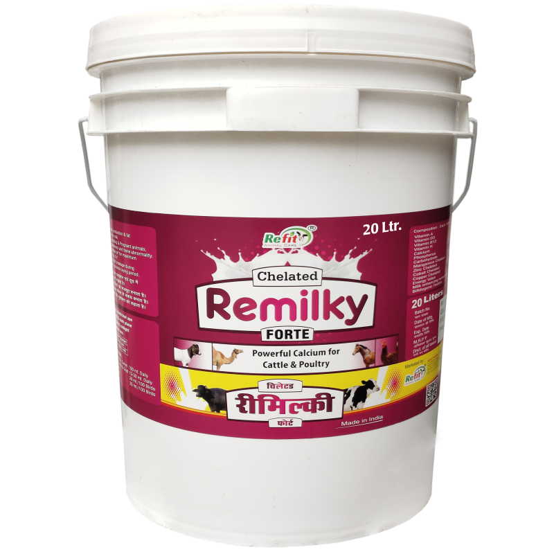 Chelated Liquid Calcium for Cow, Pig, Goat, Sheep, Horse, Buffalo and Other Dairy Animals, 20 Liter Bucket, Remilky Forte