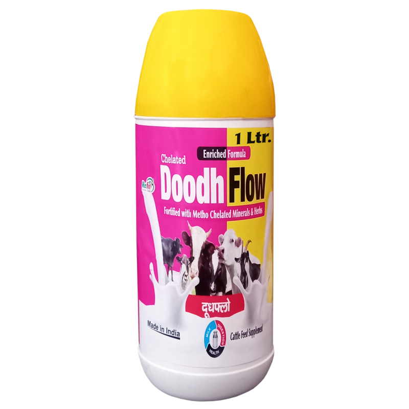 Triple Strength Chelated Liquid Calcium for Cow, Buffalo, Goat and Cattle, Doodh Flow, 1 Liter