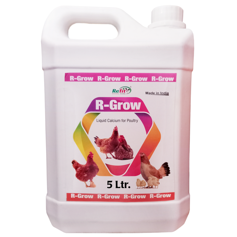Liquid Calcium for Poultry, Chicken, Chicks, Hens, Broilers, Layers, Birds Growers, 5 LTR, R Grow