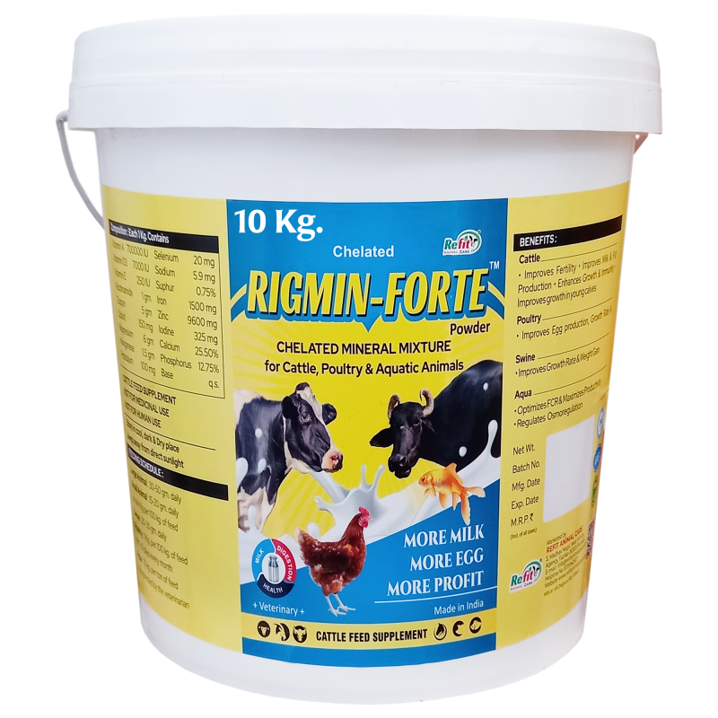 Chelated Mineral Mixture for Cow, Cattle, Buffalo, Goat, Chicken, Broilers, Poultry and Other Livestock Animals, 10 kg, Rigmin Forte