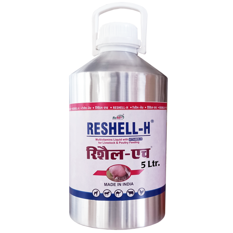 Veterinary Vitamin H Supplement for Cow, Cattle, Goat, Chicken, Layers, Broilers, Poultry and Other Livestock Animals, 5 LTR, Reshell H