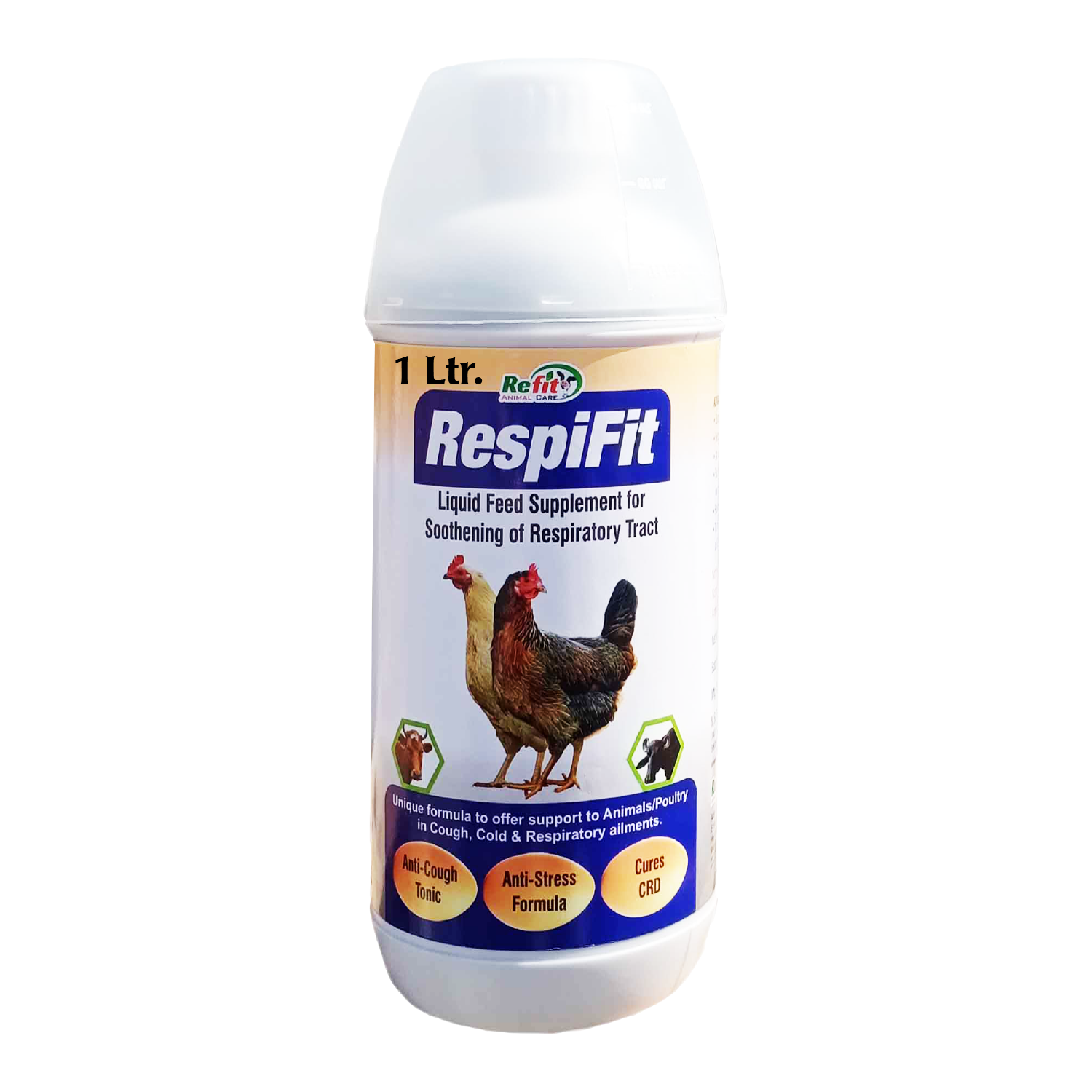 Cough Cold Herbal Tonic for Cow, Buffalo, Sheep, Goat, Calf, Chick, Broiler, 1 LTR, Respifit