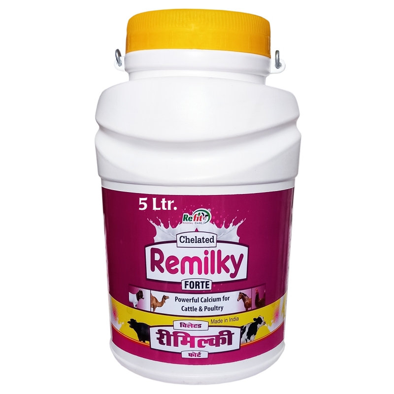 Chelated Liquid Calcium for Cow, Pig, Goat, Sheep, Horse, Buffalo and Other Dairy Animals, 5 Liter, Remilky Forte